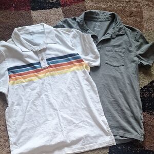 Classic White Polo with Stripes and Solid Gray Polo